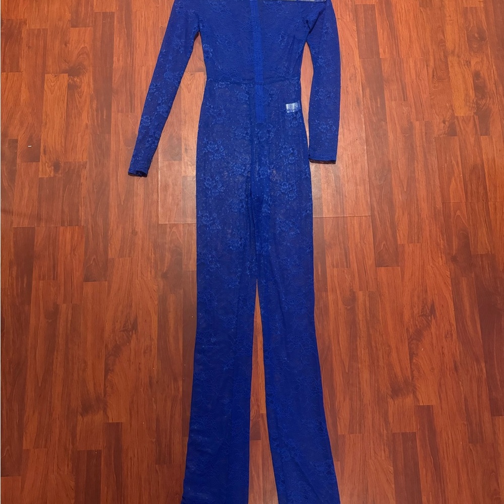 Elegant Blue Lace Jumpsuit